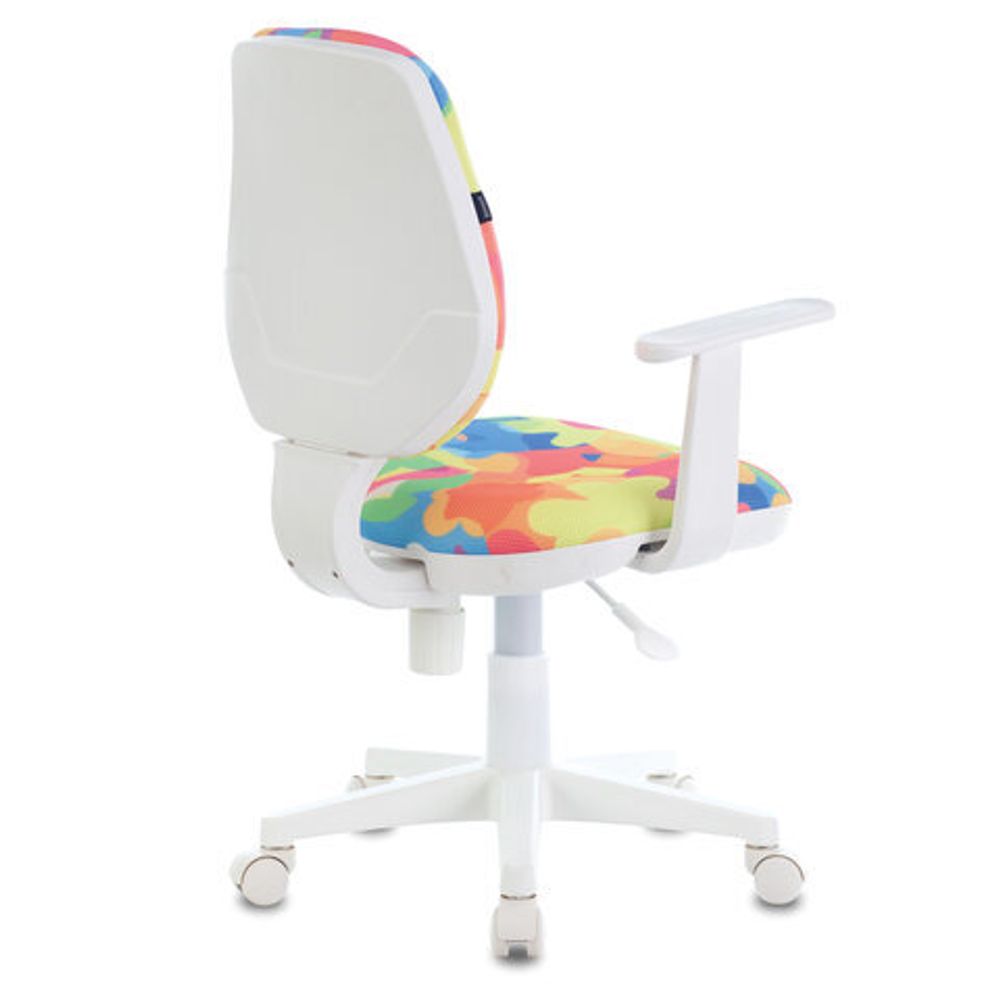 Кресло BRABIX "Fancy MG-201W", с подлокотниками, пластик белый, с рисунком "Abstract", 532406, MG-201W_532406