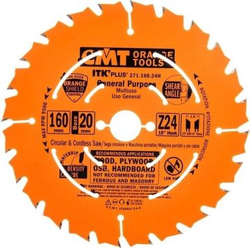 Диск пильный по дереву (160х20/16х1,7/1,1 мм; Z24) CMT 271.160.24H