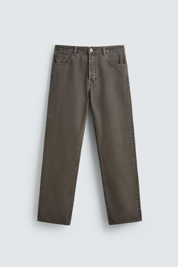 ZARA ДЖИНСЫ STRAIGHT FIT, ЗЕЛЕНЫЙ/СЕРЫЙ