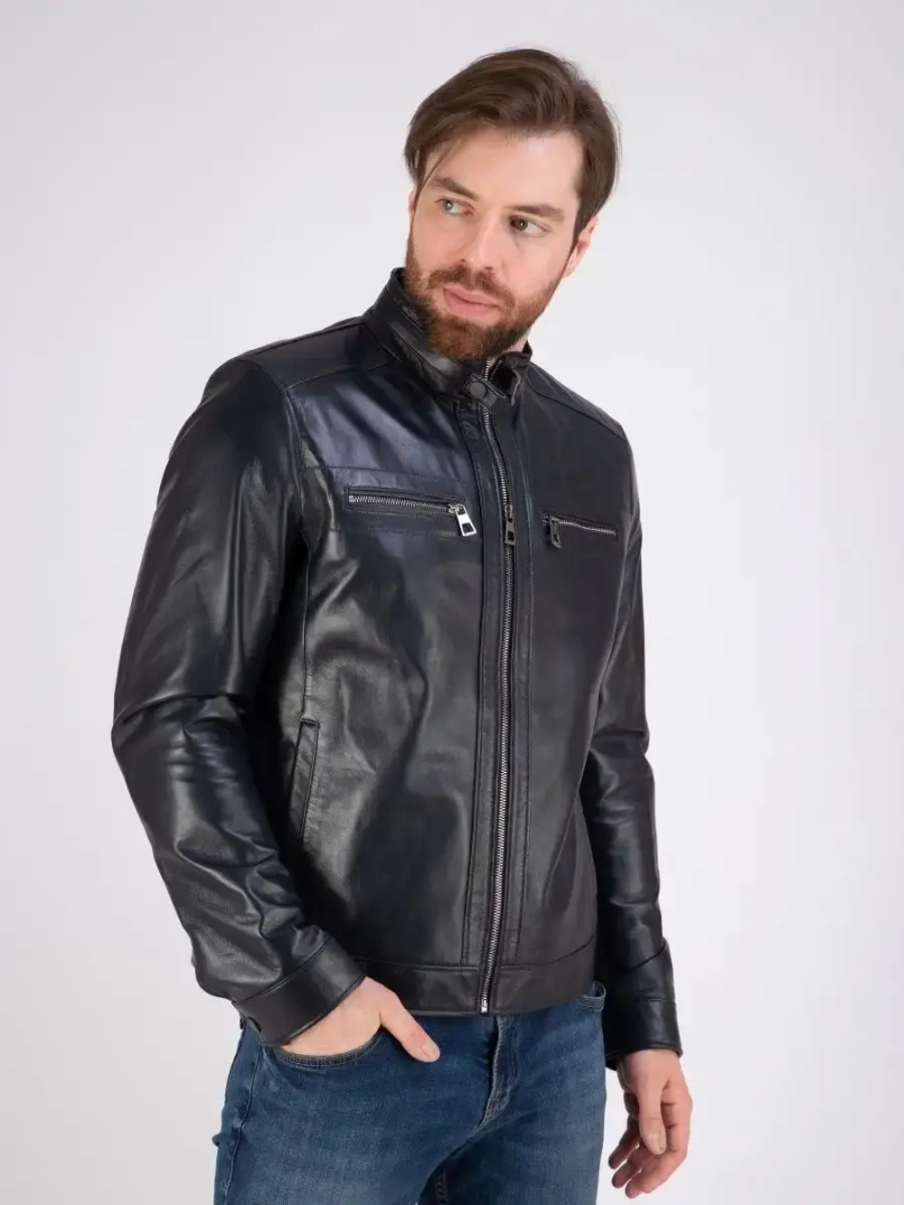 Кожаная куртка демисезонная на молнии