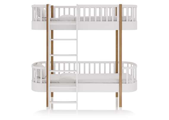 Кровать двухъярусная Classic фронтальная лестница (белый)