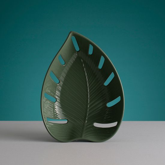 Блюдо для фруктов in the forest leaf, 19х6х26 см, зеленое