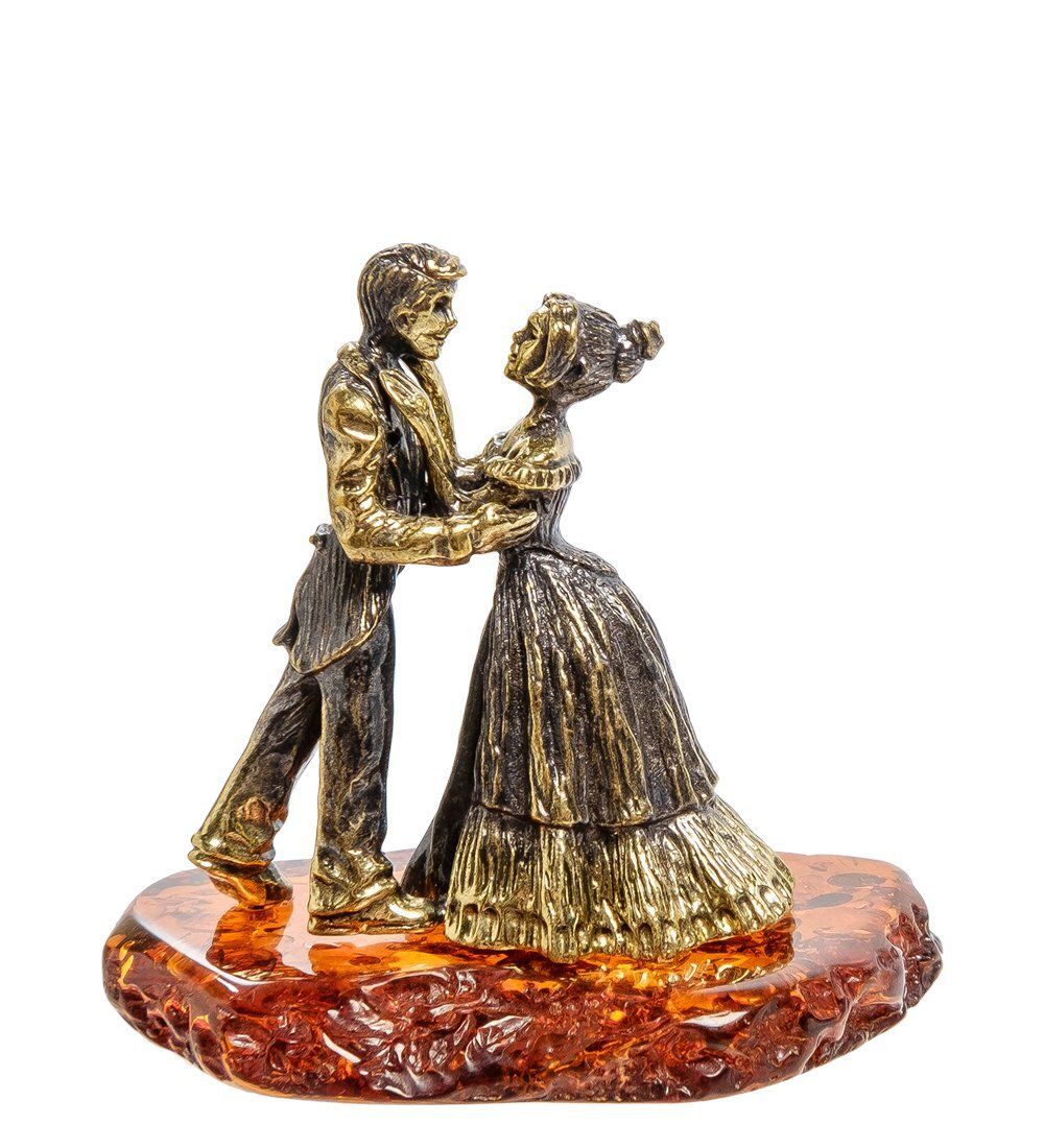 AM-2058 Фигурка «Парочка Вальс» (латунь, янтарь)