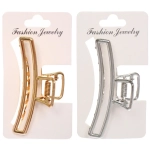 Заколка - краб для волос на блистере «PREMIUM», фиджи, цвет серебро и золото, 8см●