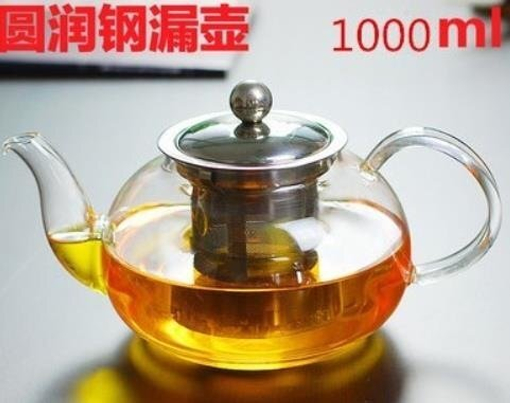 237024 Чайник 1000 мл с металлической колбой, стекло