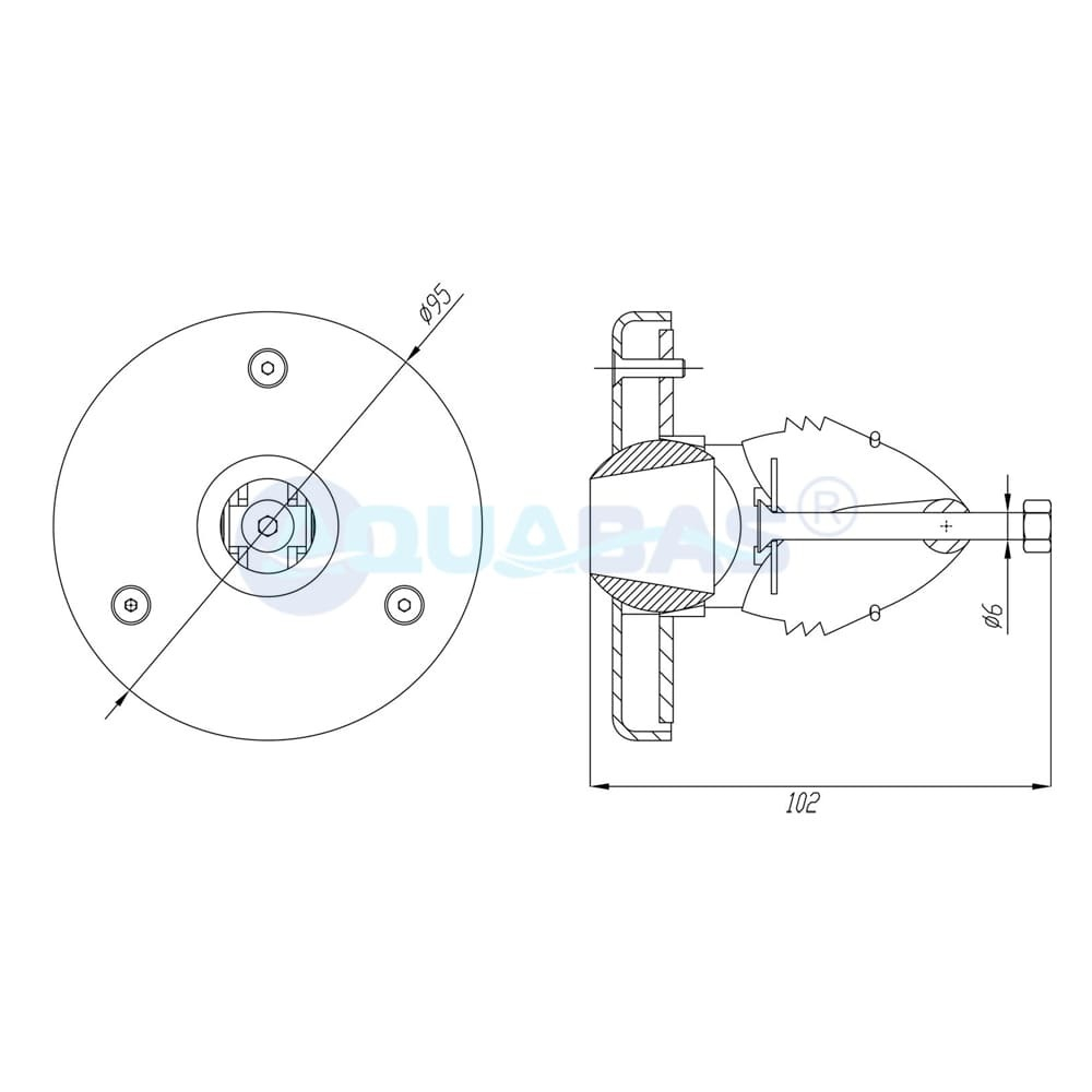 ФР.090.0 Форсунка подачи воды стеновая c распорным механизмом (для трубы д.50мм)