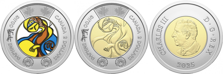 Канада 2 доллара, 2025 Творчество Дафны Оджиг 2 монеты