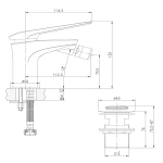 LM5908CW Аллегро Смеситель для биде, хром/белый (319R) (к/к 10)