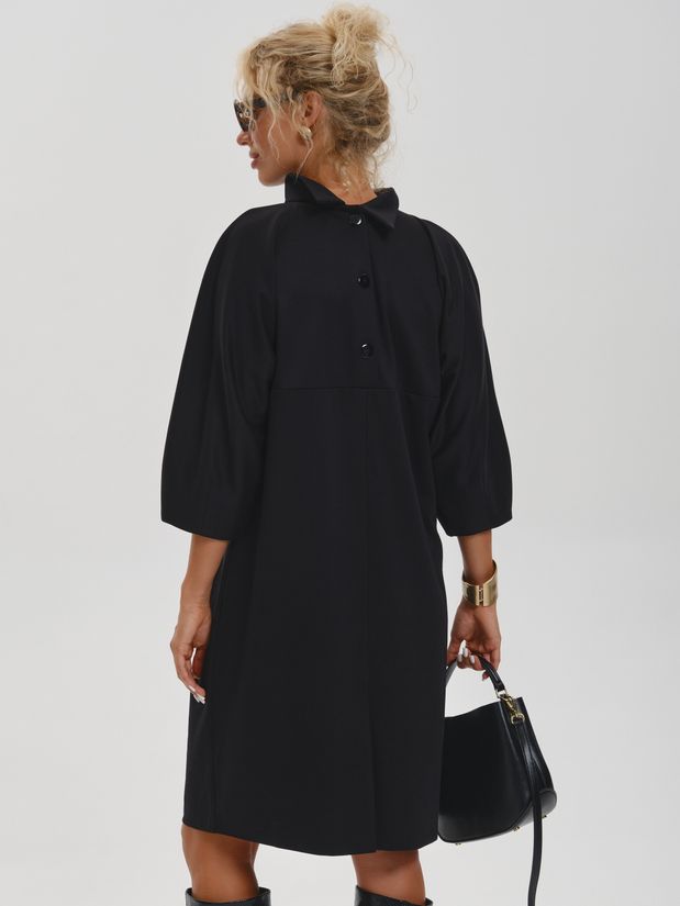 Платье МЫШЬ с воротником стойка, черный