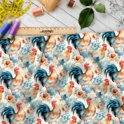 Ткань Барби петухи в цветах