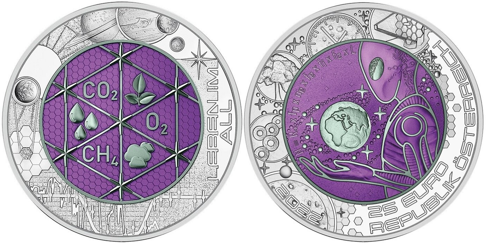 Австрия 25 евро, 2022 Внеземная жизнь UNC