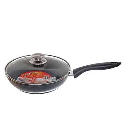 Сковорода 22*6см «Традиция» с ручкой и стекл. крышкой с223а