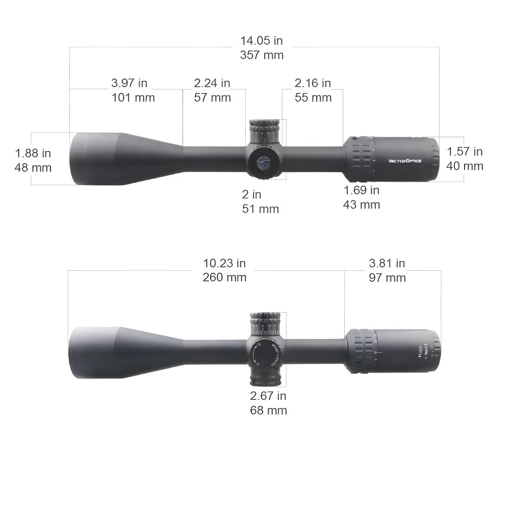 Оптический прицел Vector Optics HUGO 4-16x44 (SCOL-29) - габаритные размеры