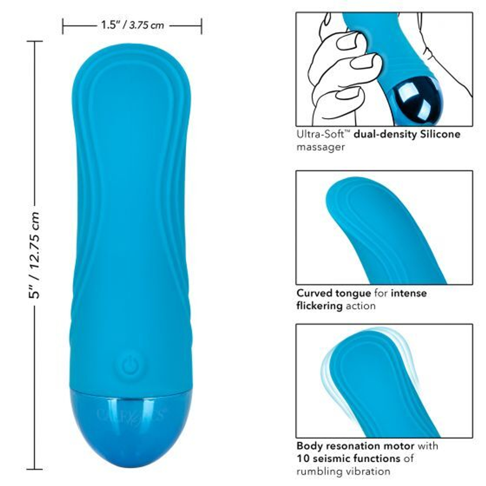 Голубой мини-вибратор Tremble Tickle - 12,75 см. (Цвет: голубой)