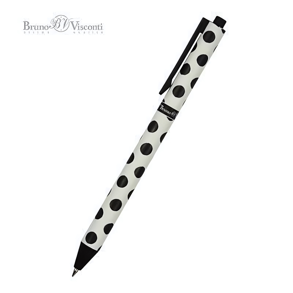 Ручка шариковая 0,5мм синяя "ArtClick.Black polka dots" (Bruno Visconti)