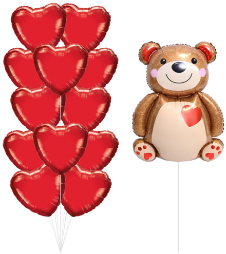 Набор шаров Мишка с сердечками | 0137