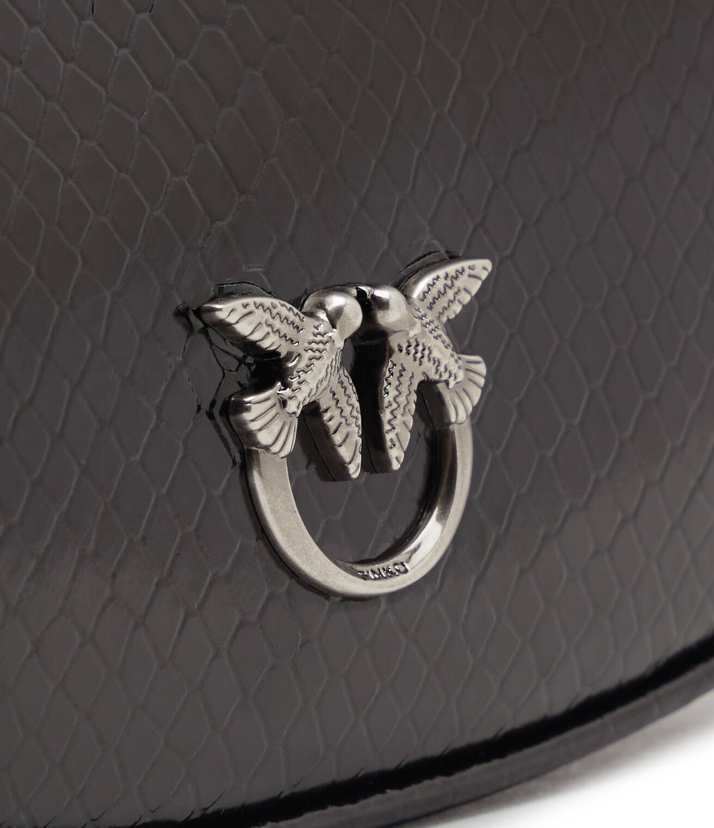 Кожаная сумка хобо brioche hobo mini pelle lamina Pinko - черный(101433 A180)