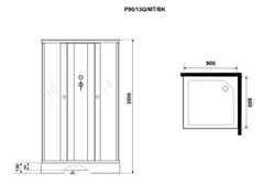 Душевая кабина Niagara (Ниагара) Promo P90/13Q/MT/BK с низким поддоном, 90х90х200
