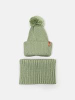 Шапка из смесовой шерсти с двойным отворотом "Шалфей"