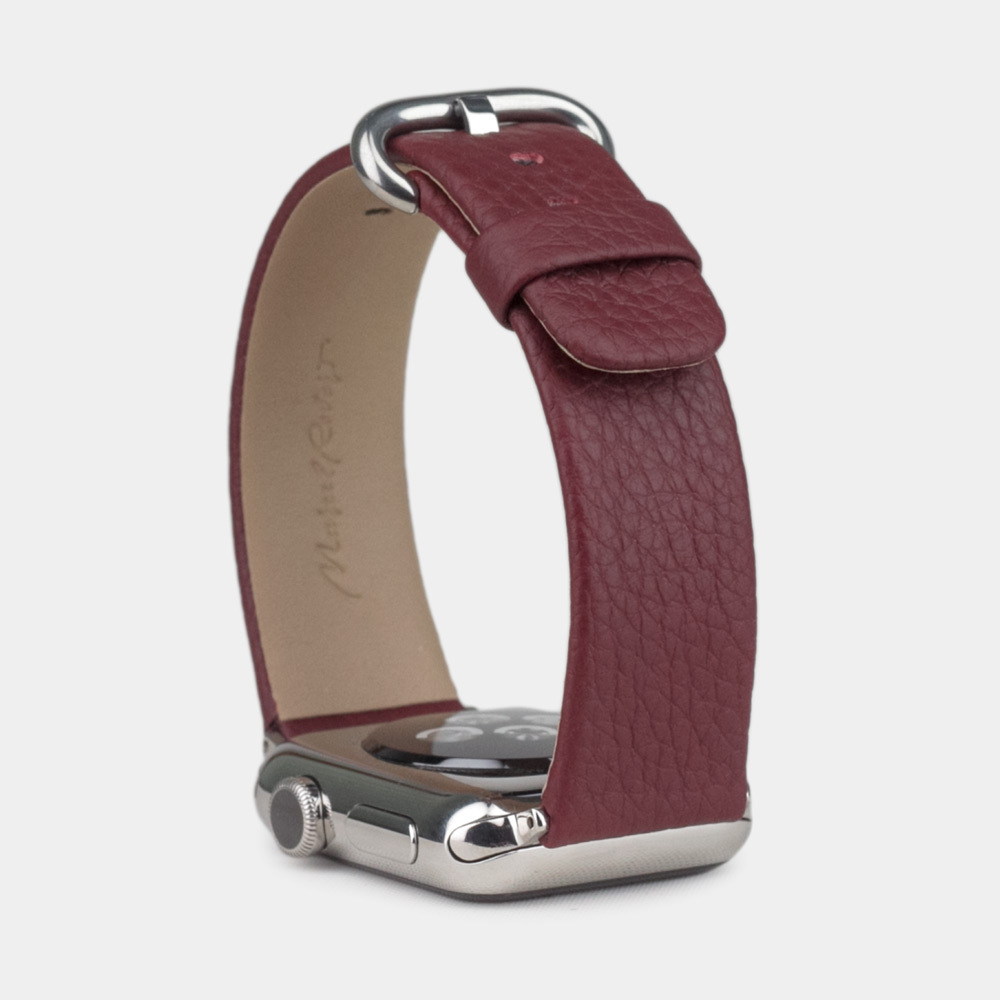 Ремешок для Apple Watch  44/45/46 mm из кожи теленка, бордового цвета