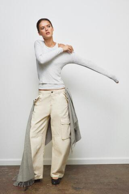 ZARA ДВОЙНАЯ ФУТБОЛКА В РУБЧИК, СЕРЫЙ МЕЛАНЖ