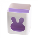 Подставка-стакан для канцтоваров Alingar, пластиковая, квадратная, "Зайка", бело/сиреневый