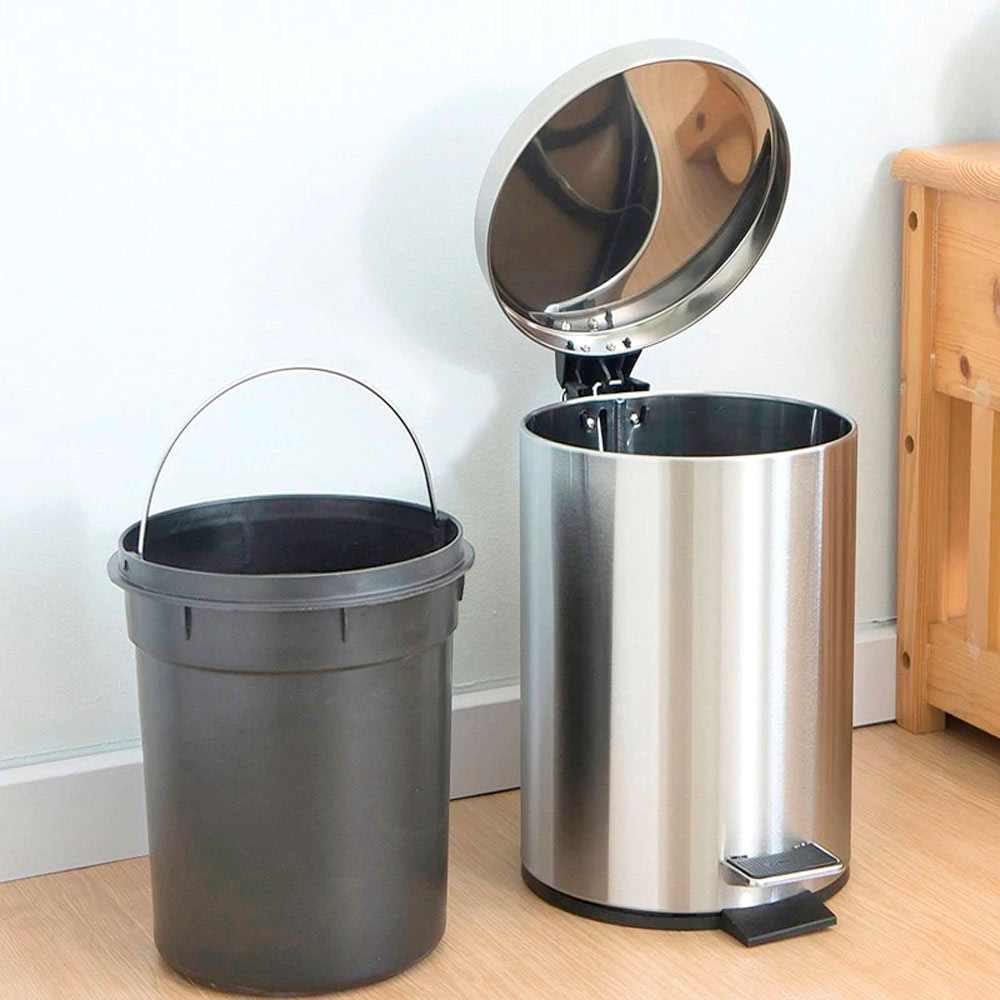 Ведро для мусора 12л нерж с педалью "Happy Panda"