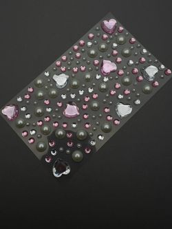 1833 Наклейки для ногтей, лица и тела микс с сердечками розовые