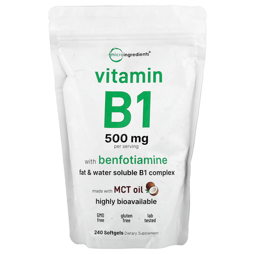 Micro Ingredients, витамин B1 с бенфотиамином, 240 капсул