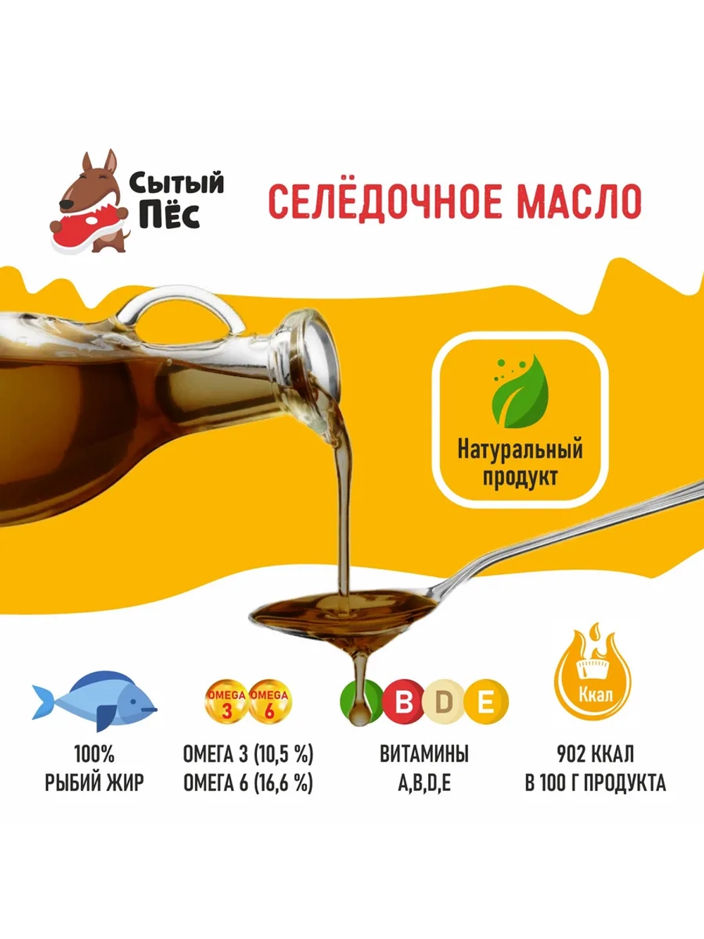 Рыбий жир для животных сельдевый 250 мл Сытый Пёс
