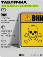 Табличка для обеспечения безопасности "Внимание токсичные химикаты", для производства, предприятия, 40х30 см, Silver Plane x Айдентика Технолоджи