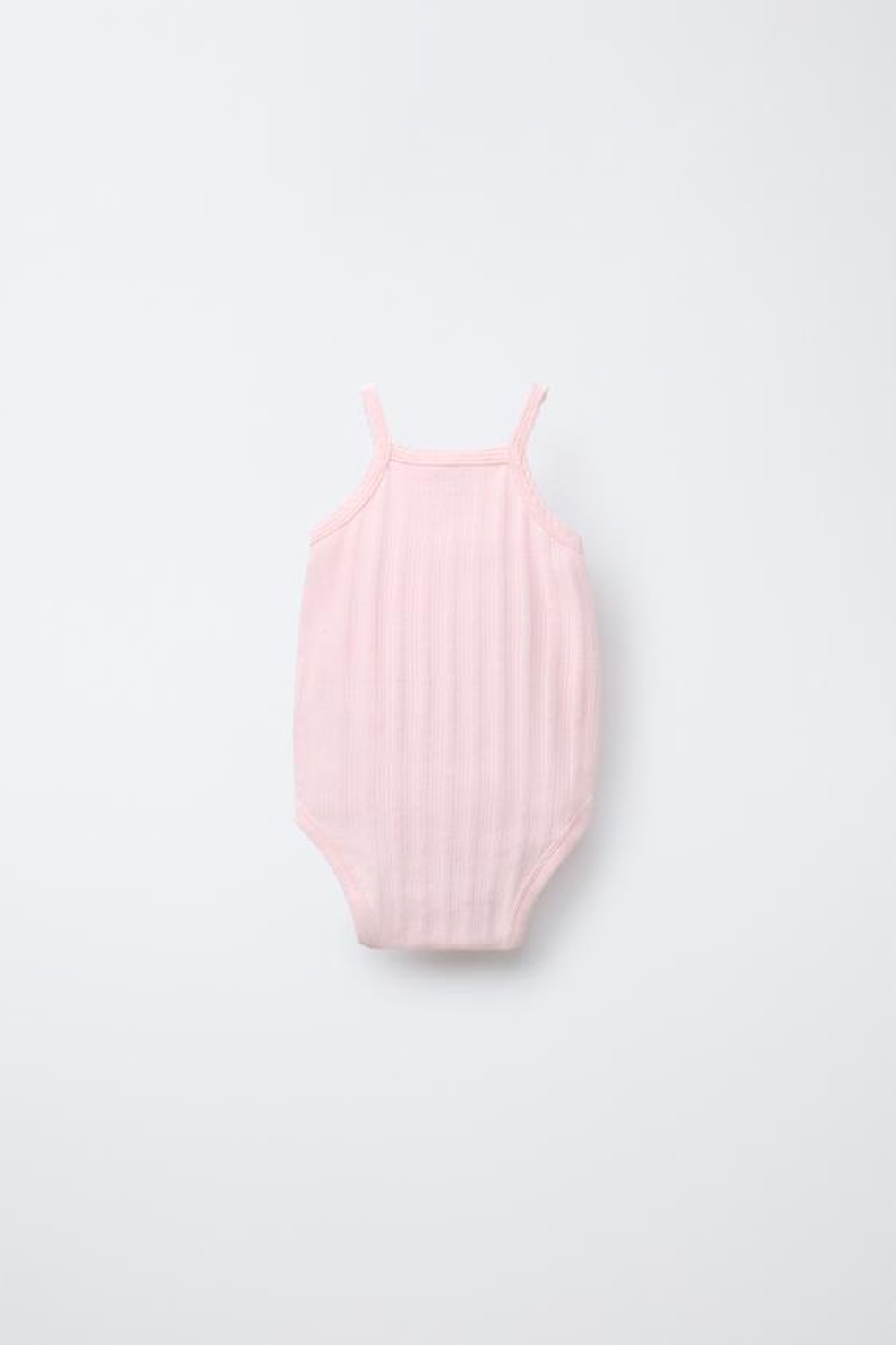 ZARA НАБОР ИЗ 3 БОДИ В РУБЧИК С АЖУРНЫМ УЗОРОМ, РОЗОВЫЙ