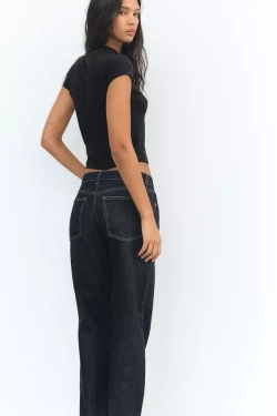 ZARA ТОП С ВЫСОКИМ ВОРОТНИКОМ, ЧЕРНЫЙ