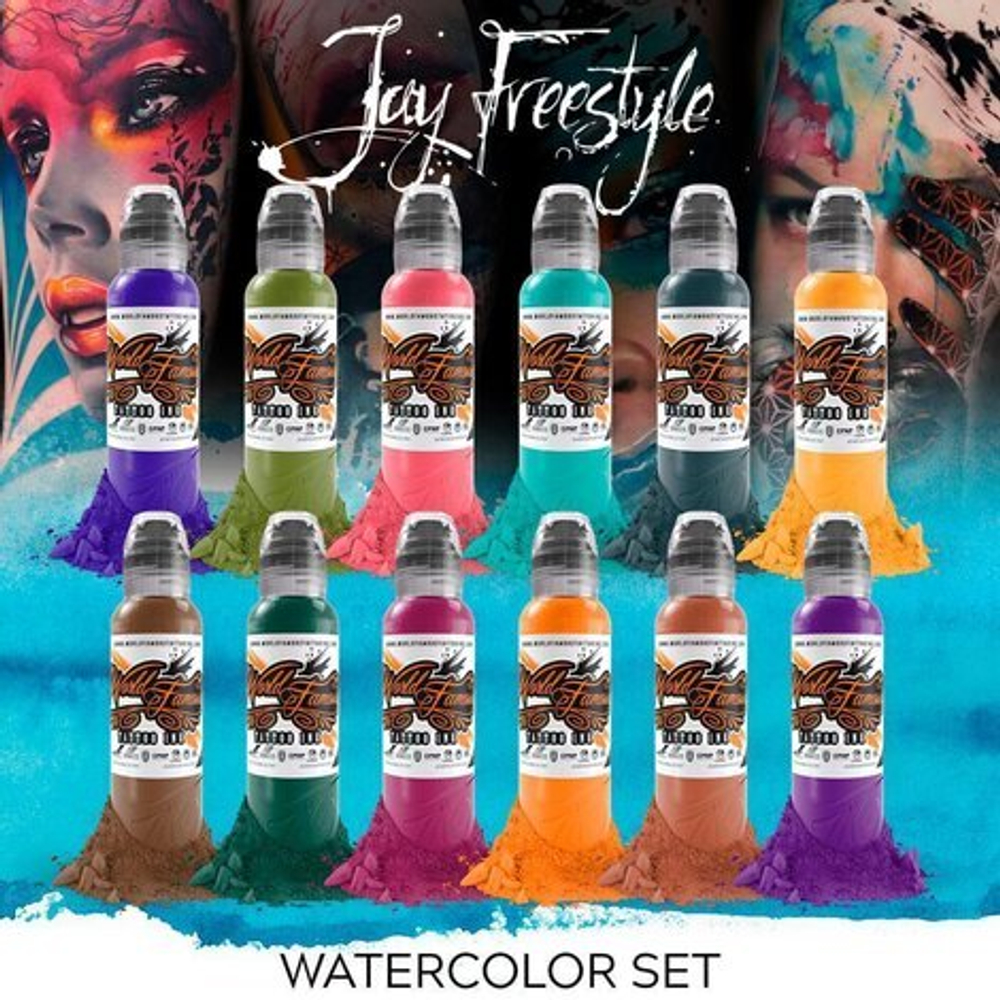 12 Color Jay Freestyle Watercolor Set World Famous Tattoo Ink