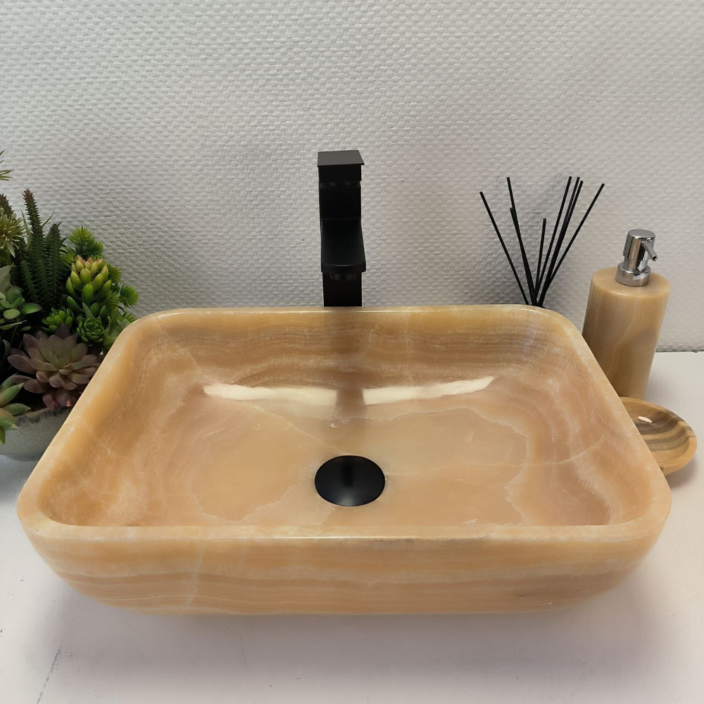 Раковина из оникса Rectangle Yellow SO-63047 46*34*14 54