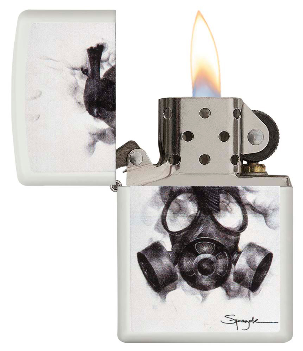 Зажигалка Zippo Spazuk с покрытием White Matte, латунь/сталь, белая, 38x13x57 мм