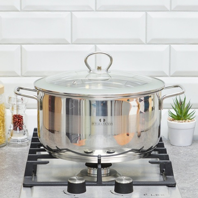 Кастрюля 6,6л со стеклянной крышкой Bella Cucina