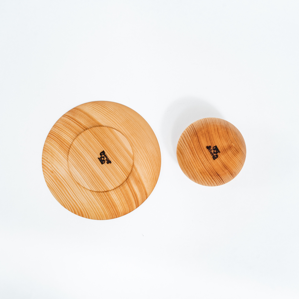 Деревянная чайная пара (блюдце с чашкой) серии "Меренга" из сибирского кедра NC27