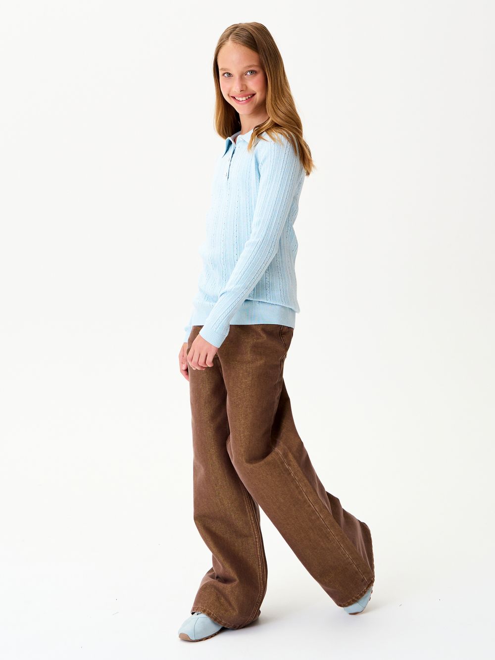 Джемпер поло для девочки1327 небесно-голубой