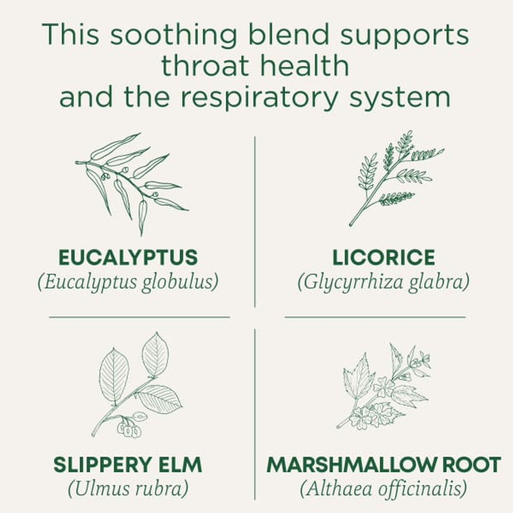 Traditional Medicinals, Organic Throat Cover®, эвкалипт, без кофеина, 16 упакованных чайных пакетиков, 28 г (0,99 унции)