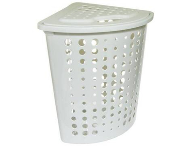 Корзина для белья 45л угловая с крышкой Молетта (светло-серая)