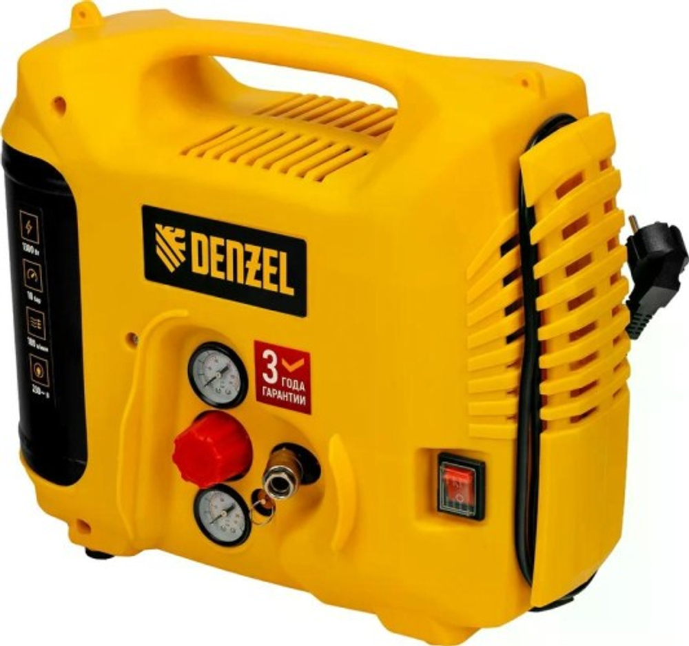 Компрессор поршневой безмасляный DENZEL DL1300 с набором 58011
