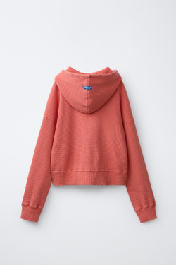 ZARA X PUKAS УКОРОЧЕННАЯ ТОЛСТОВКА В РУБЧИК, КРАСНЫЙ