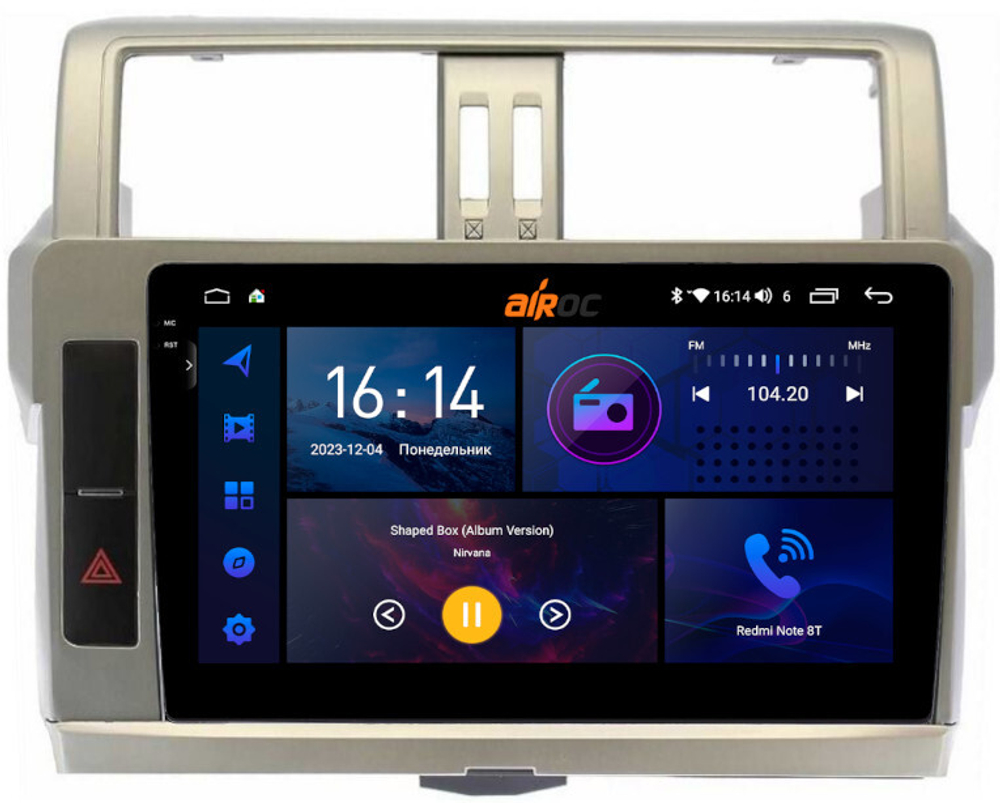 Магнитола для Toyota Land Cruiser Prado 150 2014-2017 - AIROC 2K RI-1116 Android 12, QLed+2K, ТОП процессор, 8/128Гб, CarPlay, SIM-слот