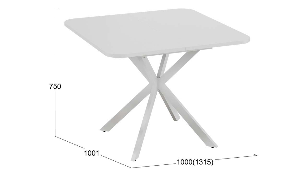 Стол кухонный обеденный раздвижной Черный муар Белый Лиссабон 100(131)х100х75 см