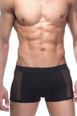 Черные мужские трусы-боксеры с прозрачными вставками по бокам (Размер: S-M) (Цвет: черный)