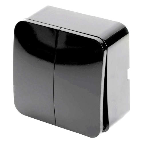 Выключатель открытой установки 2-клавишный, STEKKER, 250В, 10А, IP20, серия София, черный, MSW10-20-02 49293