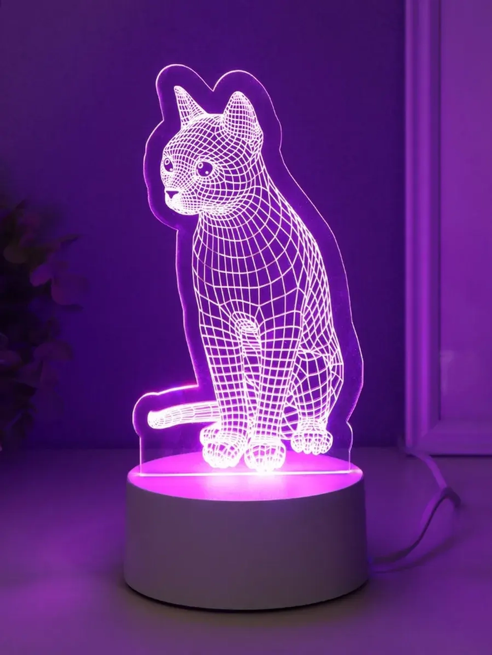 Светильник "Кошка" LED RGB от сети RISALUX 9,5х8,2х17 см