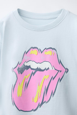 ZARA ФУТБОЛКА С ПРИНТОМ ROLLING STONES ©, СИНИЙ