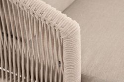 "Верона" кресло плетеное из роупа, каркас алюминий белый муар, роуп бежевый круглый, ткань бежевая 052